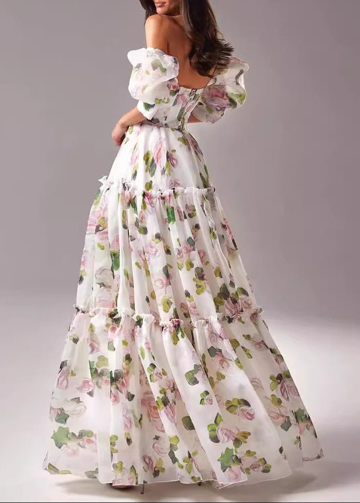Ferdowsi Puff Sleeve Floral Maxi Dress