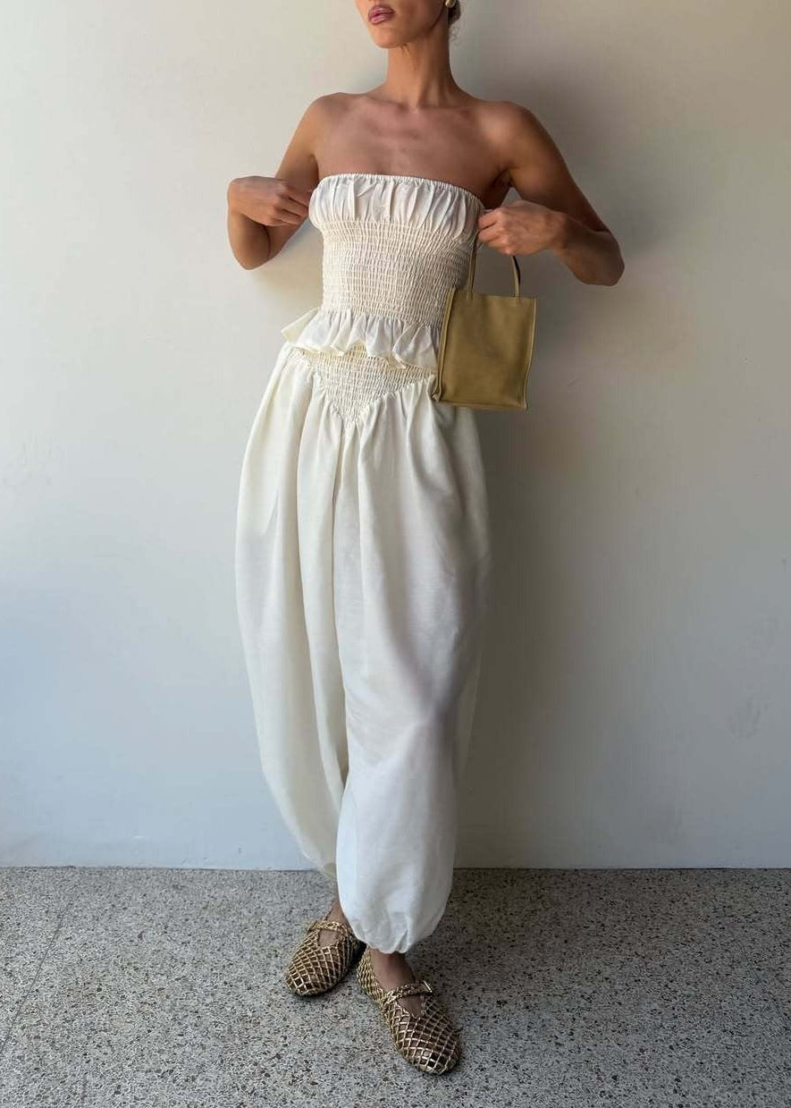 Fionntan Strapless Ruch Ruffle Pants Set