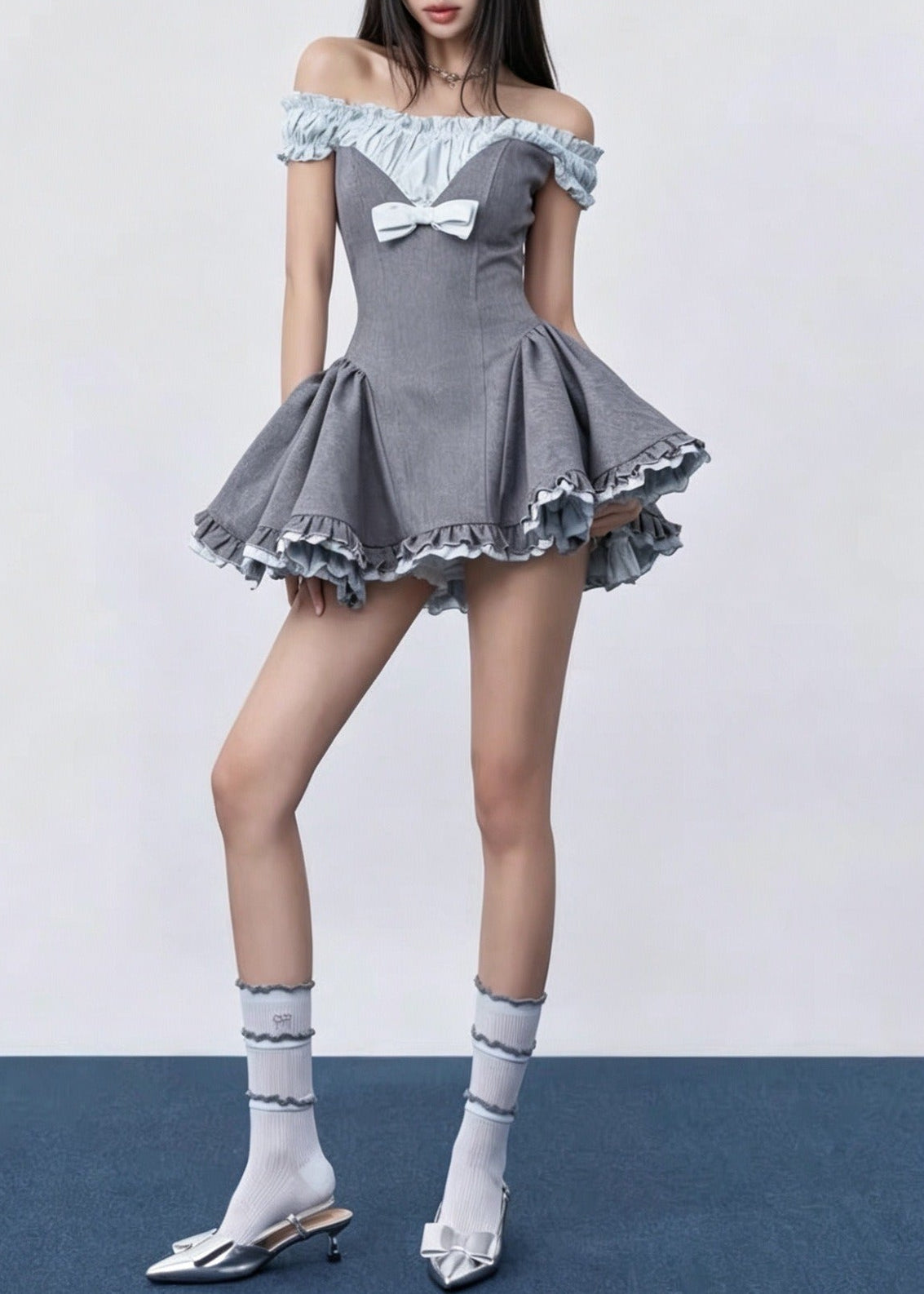 Ibrohim Off Shoulder Puffy Mini Dress