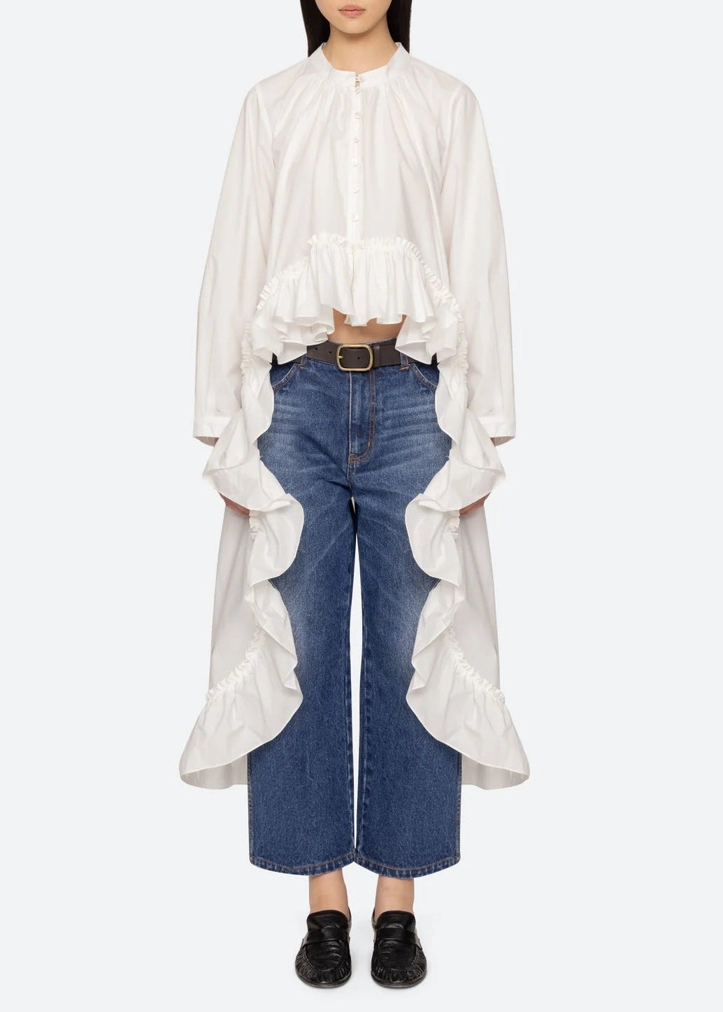 Eslam Ruffle High Low Shirt