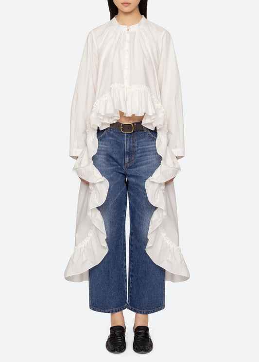Eslam Ruffle High Low Shirt