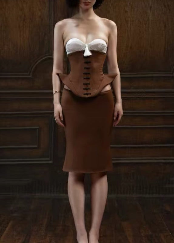 Eileifr Strapless Colorblock Skirt Set