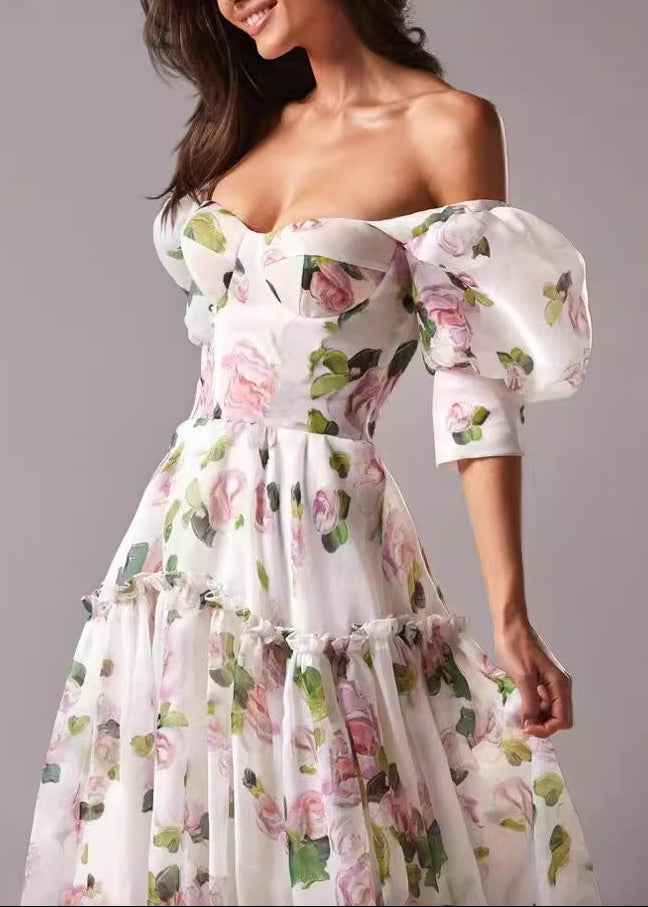 Ferdowsi Puff Sleeve Floral Maxi Dress