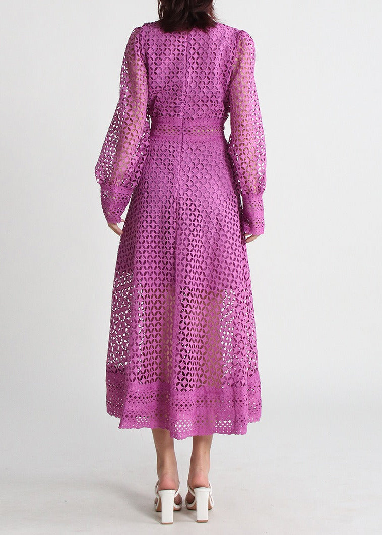 Erkenaz Cutout Pleated Midi Dress In Purple