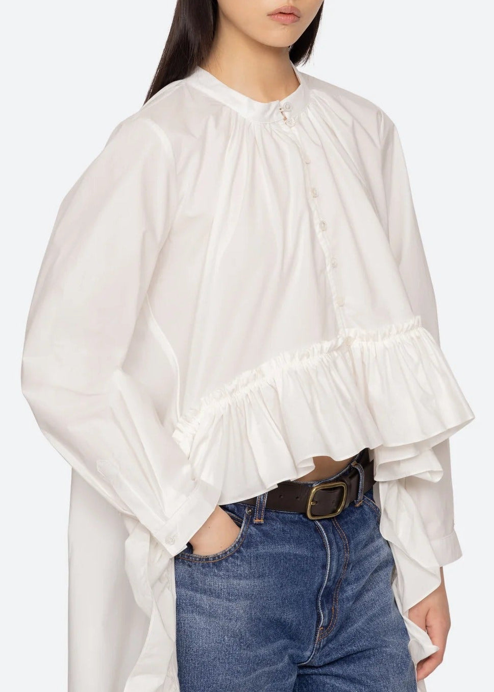 Eslam Ruffle High Low Shirt