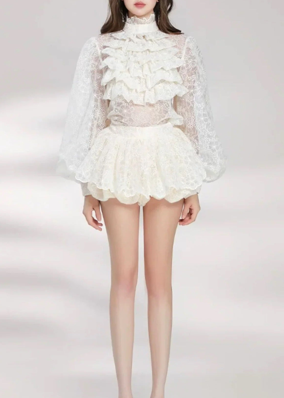 Mabella Embroidered Bubble Skirt Set