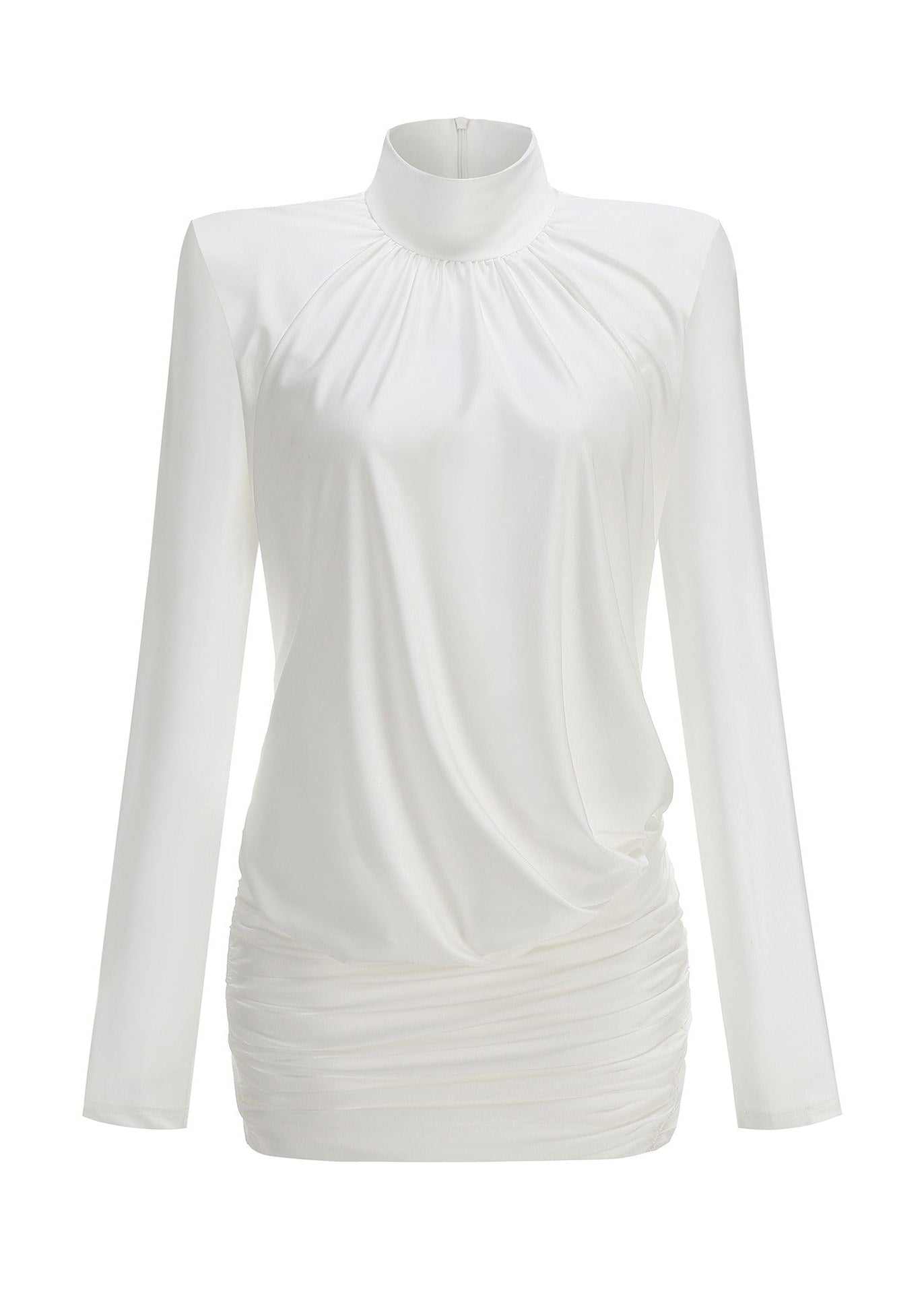Ainslie Long Sleeve Ruch Asymmetric Mini Dress