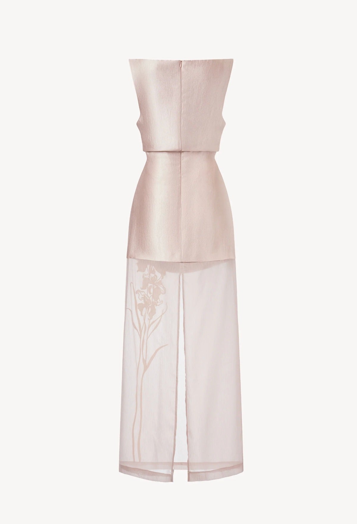 Herbert Satin Flower Mesh Maxi Dress