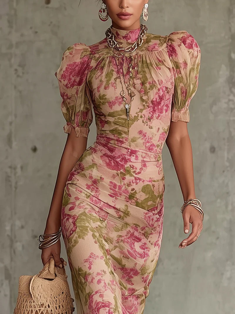 Innokenty Puff Sleeve Floral Maxi Dress