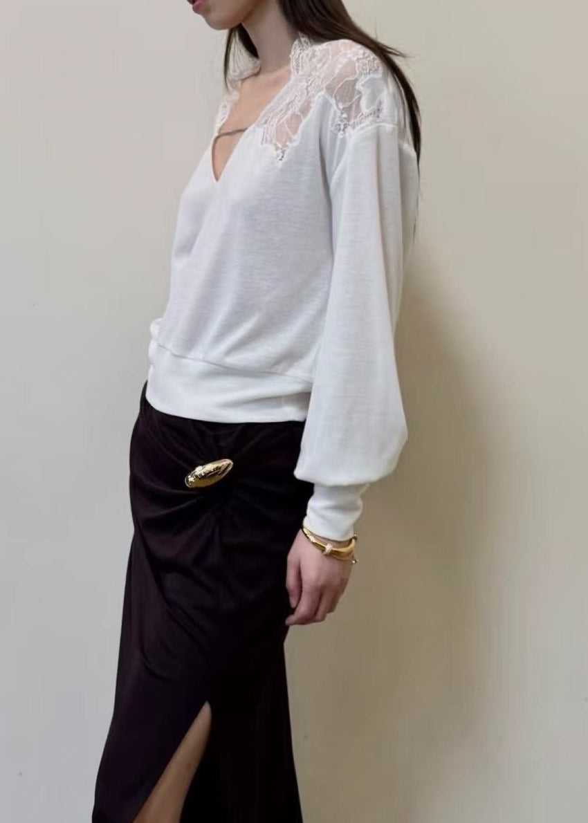 Ferhat Lace Ruch Split Top