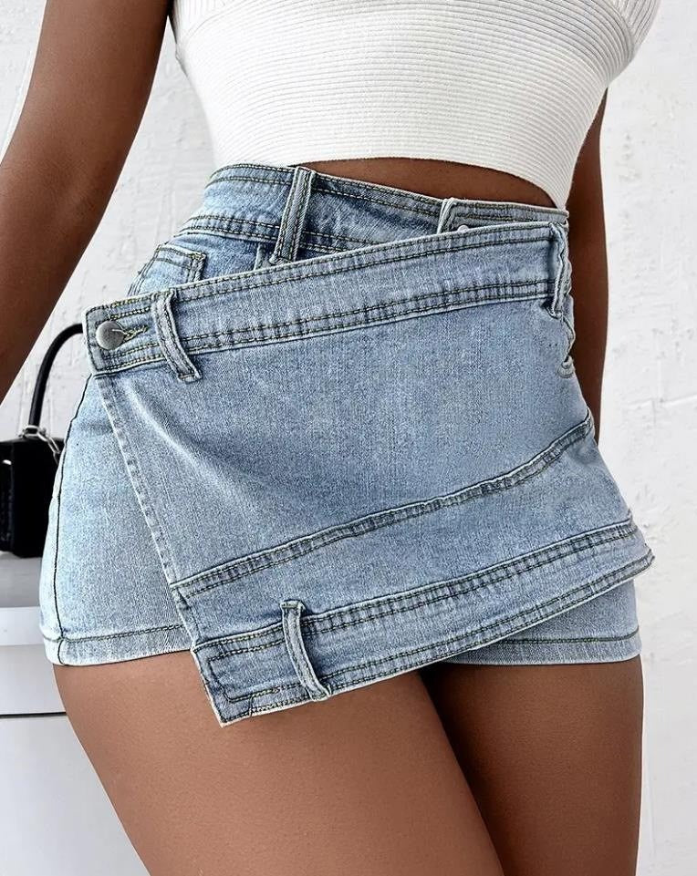 Ermias Asymmetric Denim Shorts