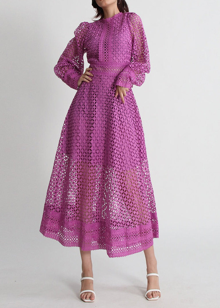 Erkenaz Cutout Pleated Midi Dress In Purple