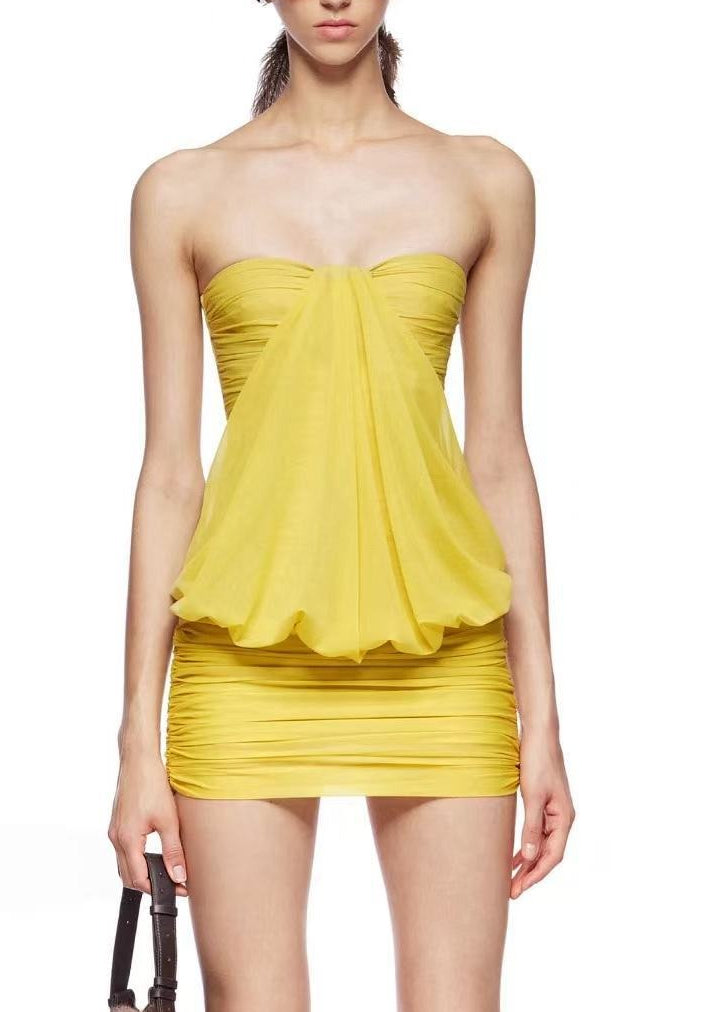 Hartwin Halter Neck Ruch Mini Dress