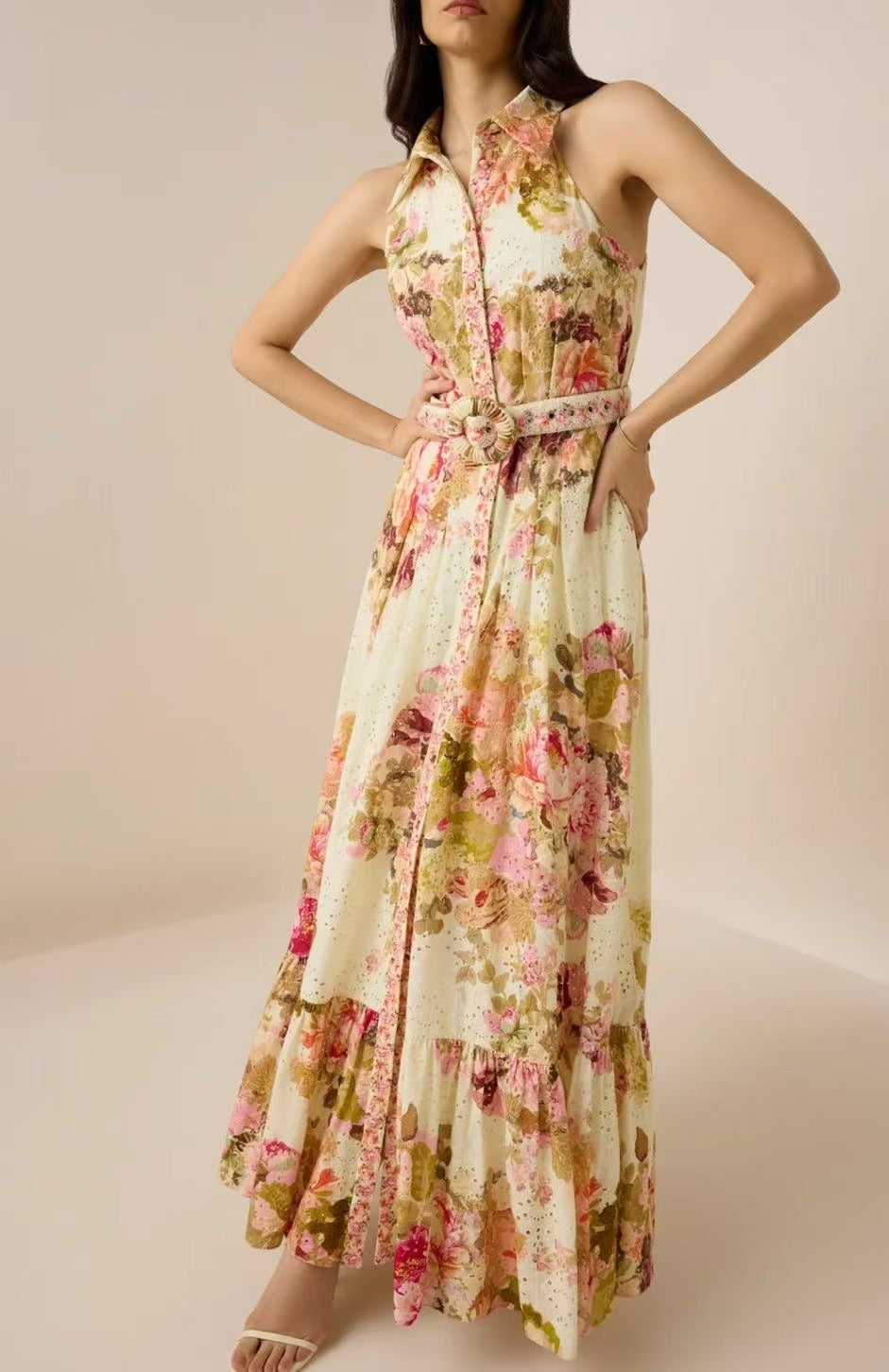 Iustus Halter Neck Floral Maxi Dress