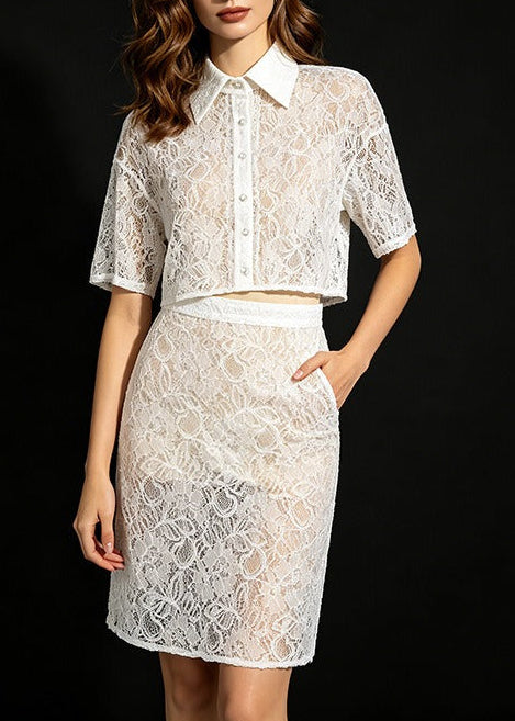 Piper Lace Shirt Skirt Set