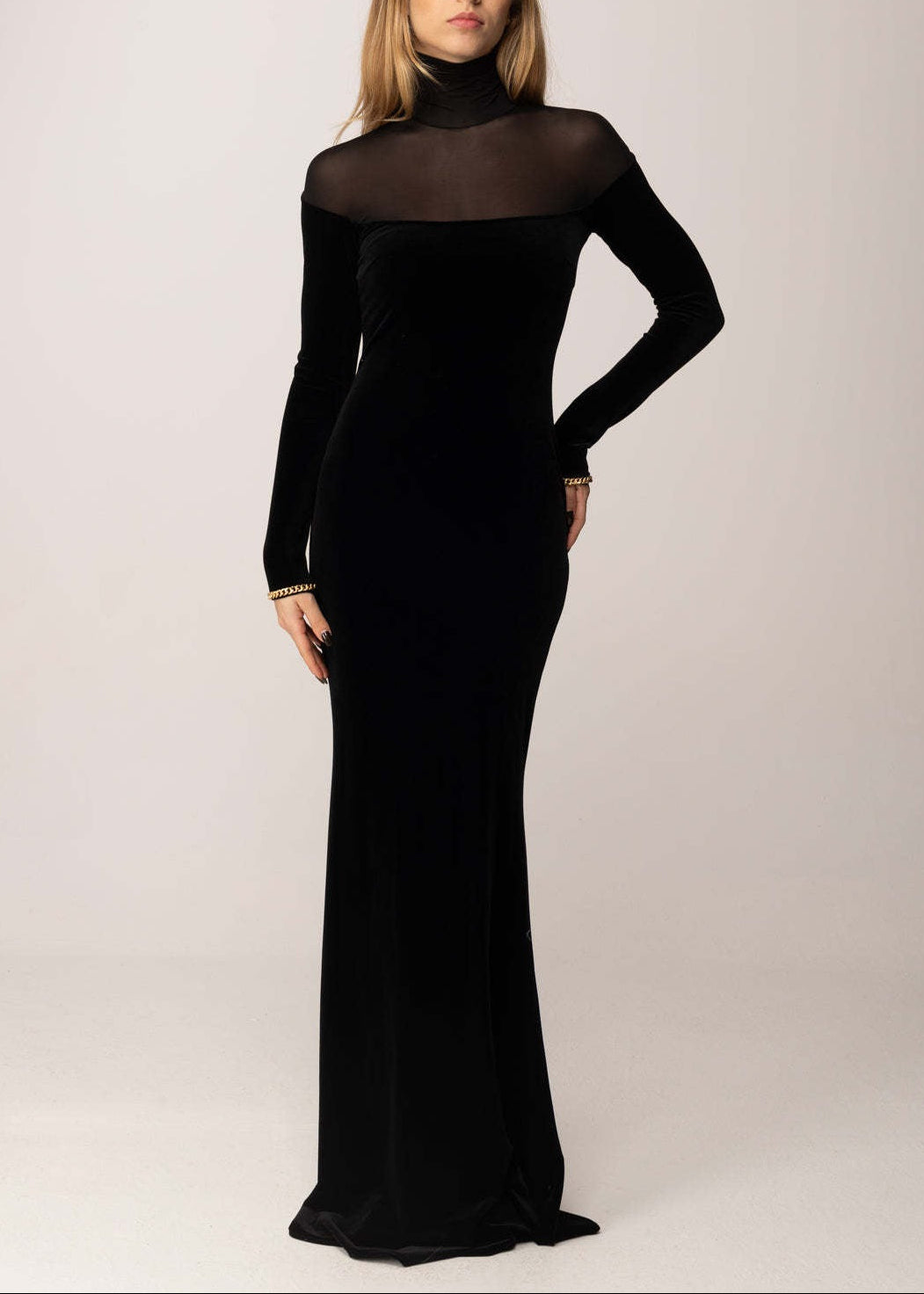 Galateia High Neck Mesh Maxi Dress