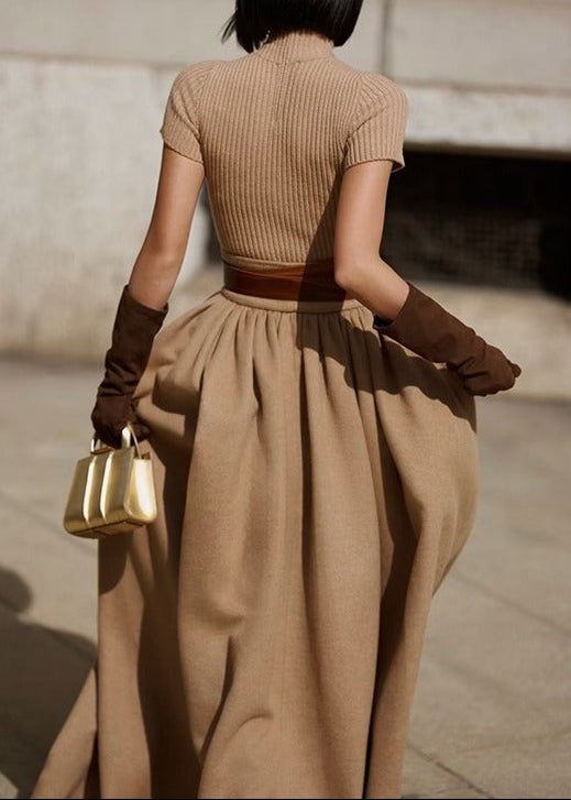 Fereydun Short Sleeve Split Skirt Set