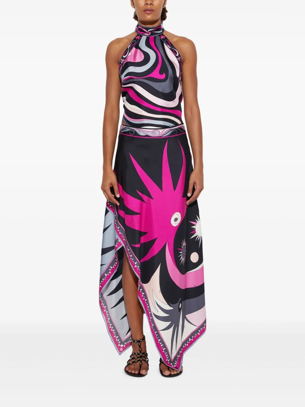 Hardy Halter Neck Print Split Skirt Set