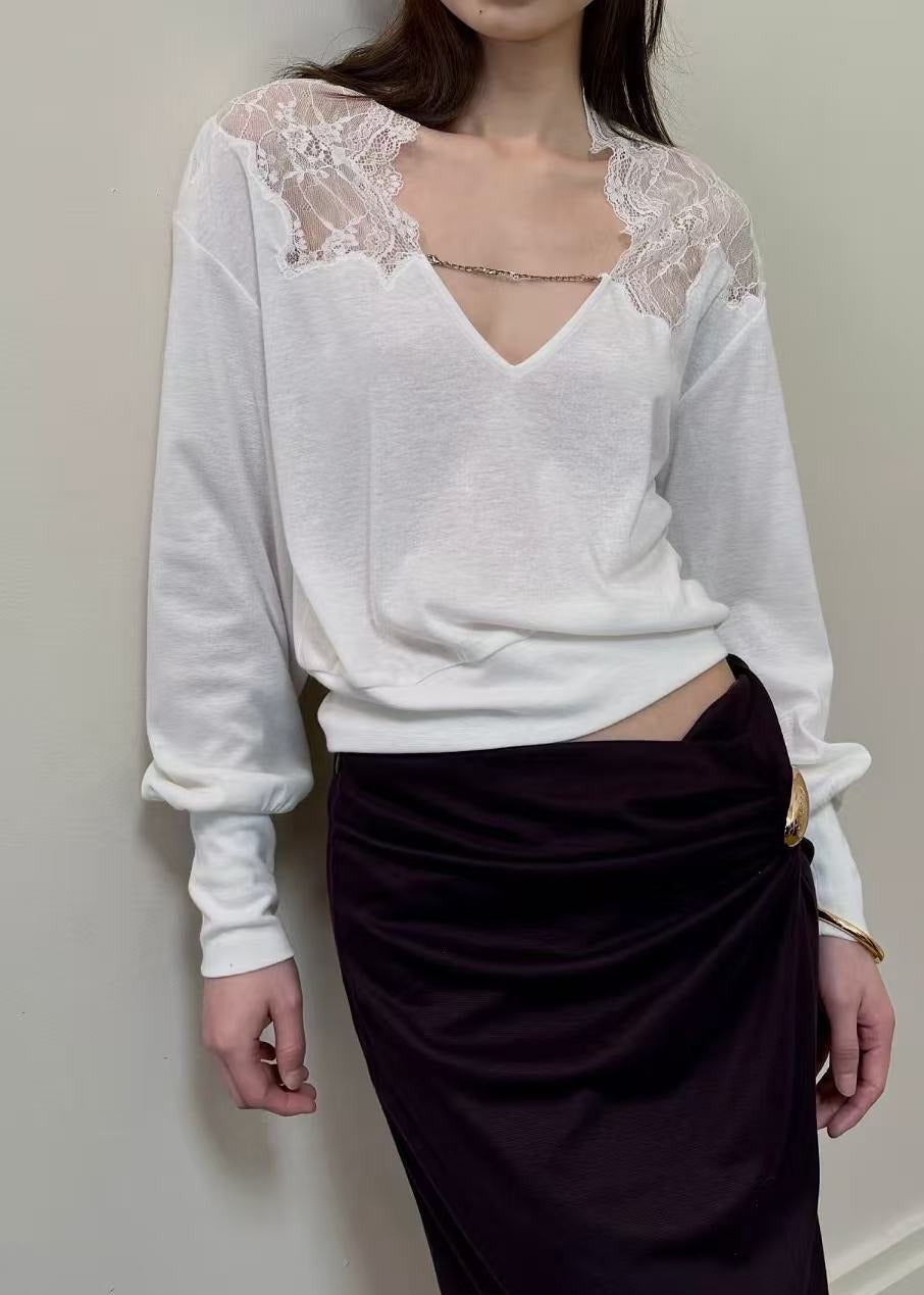 Ferhat Lace Ruch Split Top
