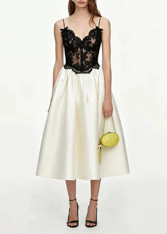 Kwint Spaghetti Embroidered Satin Maxi Dress
