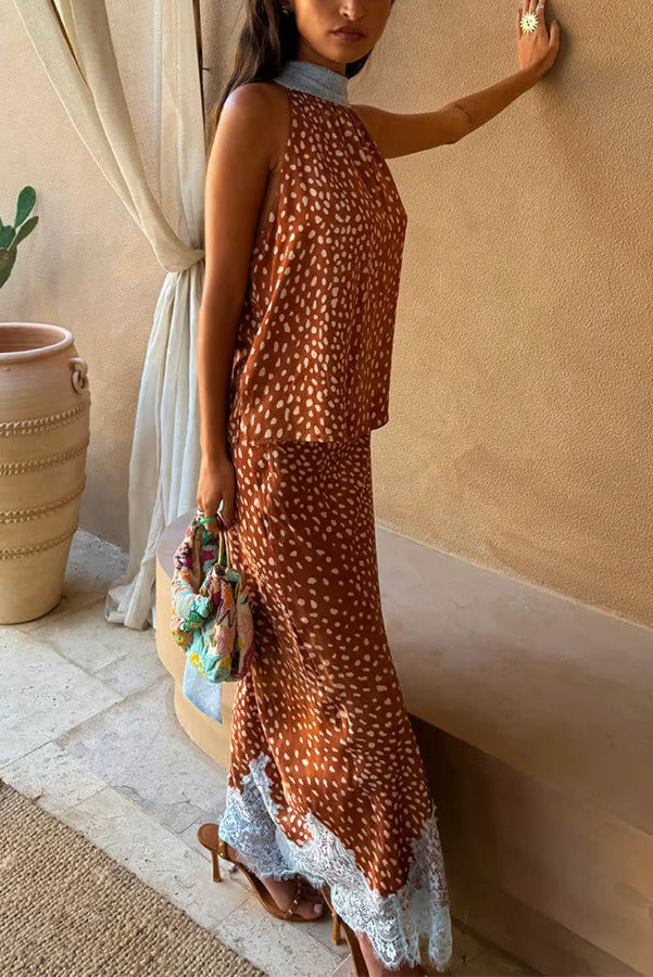 Fionnghuala Plunge Print Scarf Skirt Set