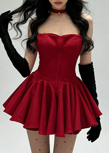 Ichirou Spaghetti Ruffle Mini Dress In Red