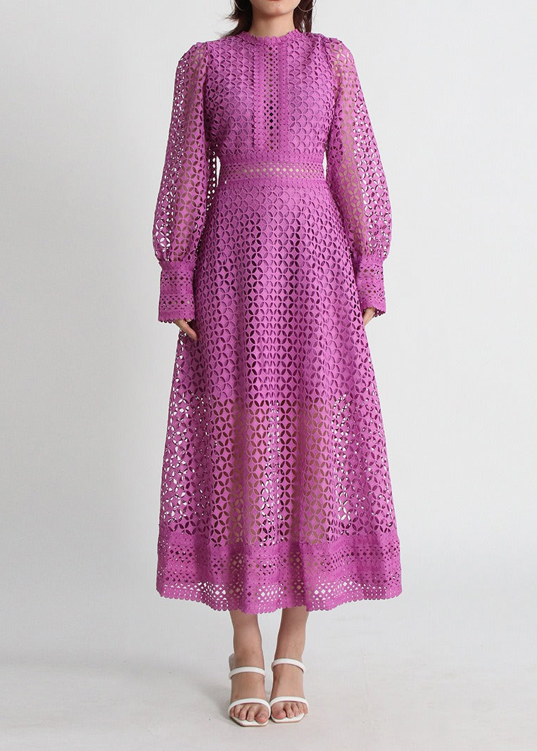 Erkenaz Cutout Pleated Midi Dress In Purple