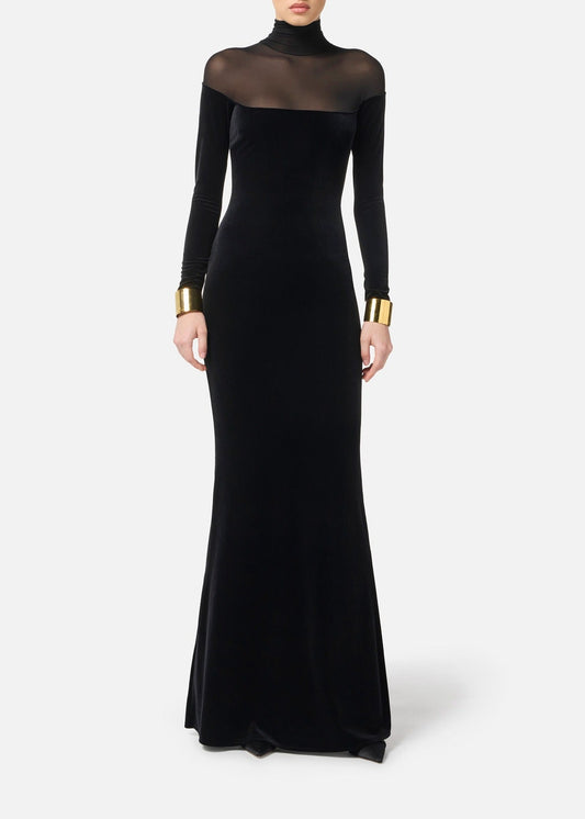 Galateia High Neck Mesh Maxi Dress