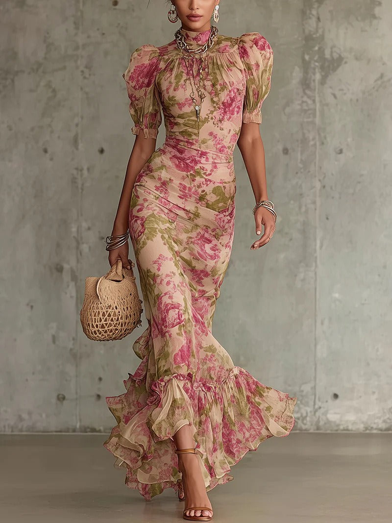 Innokenty Puff Sleeve Floral Maxi Dress