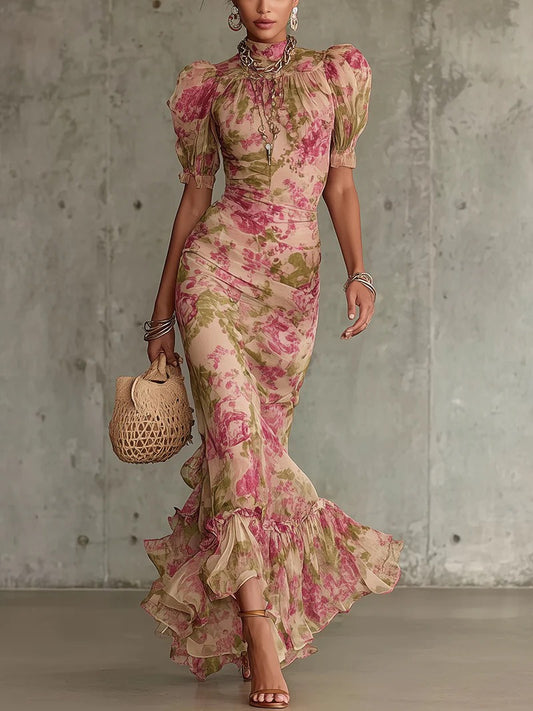 Innokenty Puff Sleeve Floral Maxi Dress