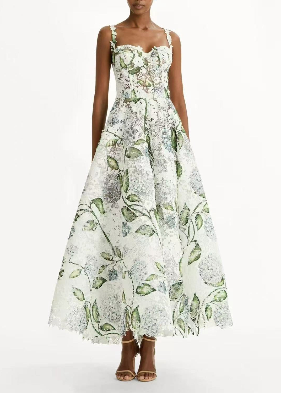 Keona Sleeveless Lace Print Maxi Dress