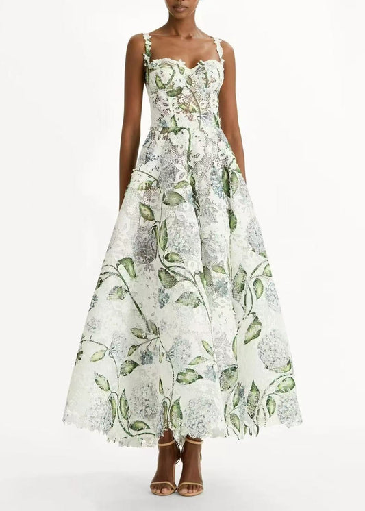 Keona Sleeveless Lace Print Maxi Dress