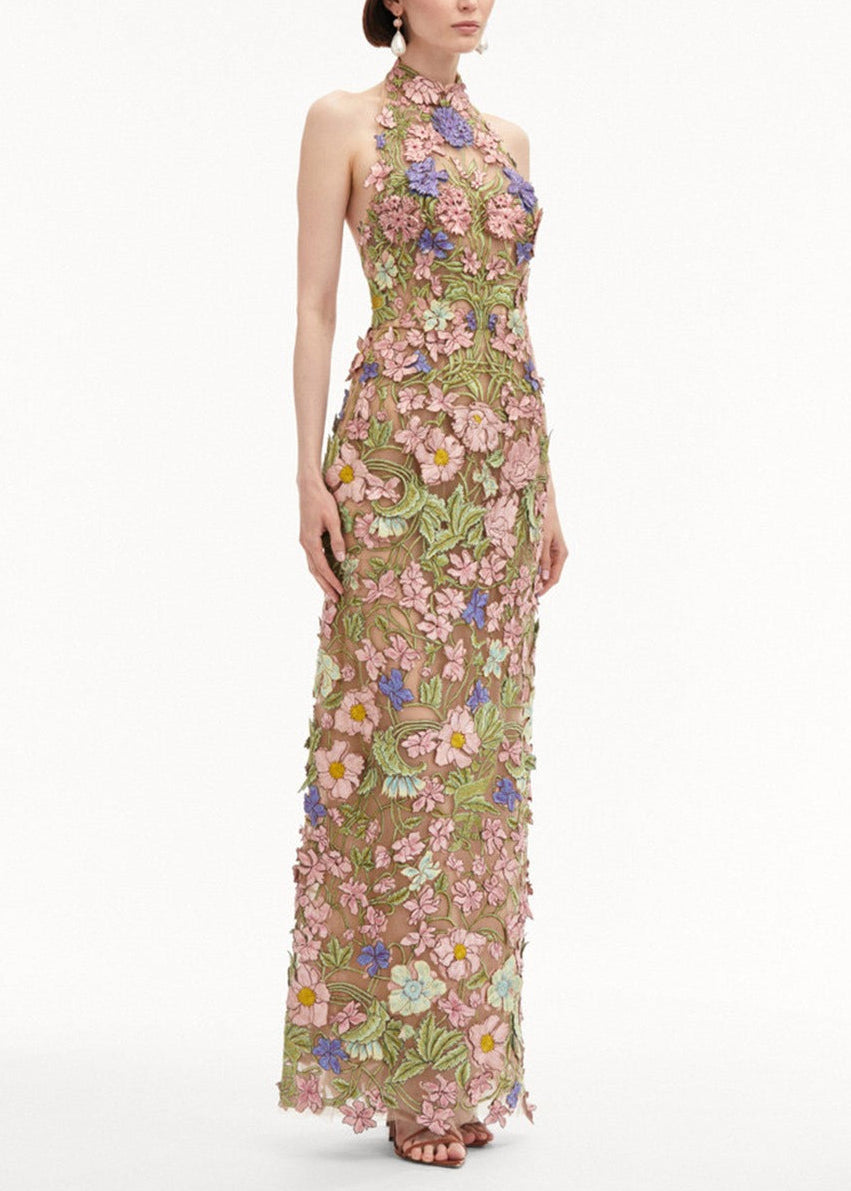 Kaley Halter Neck Flower Maxi Dress