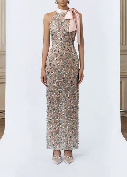 Katelin Halter Neck Sequin Embellished Maxi Dress