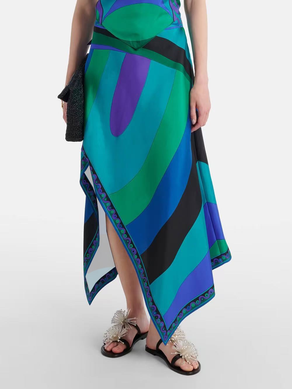 Hardy Halter Neck Print Asymmetric Skirt Set