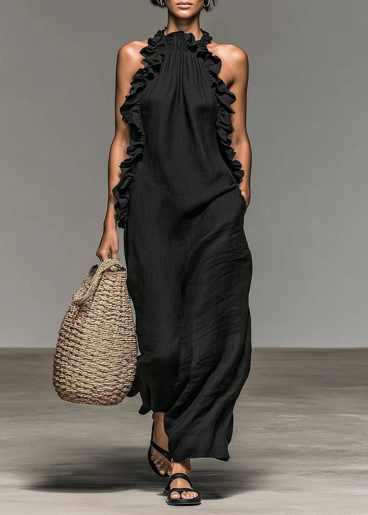 Inmaculada Halter Neck Ruffle Maxi Dress