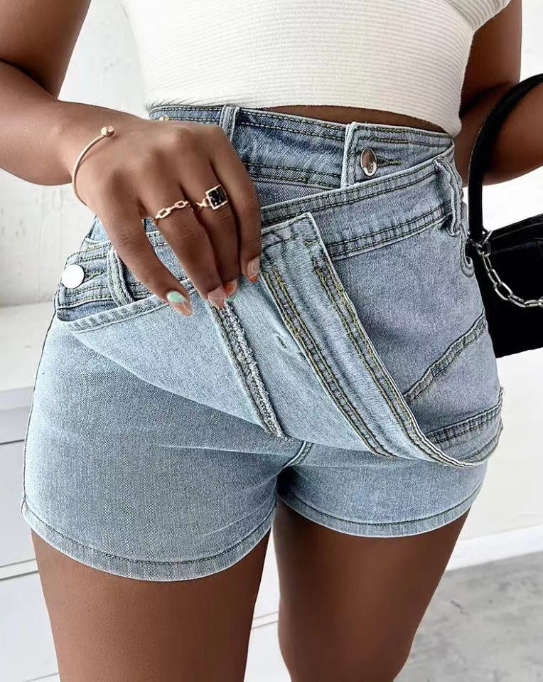 Ermias Asymmetric Denim Shorts