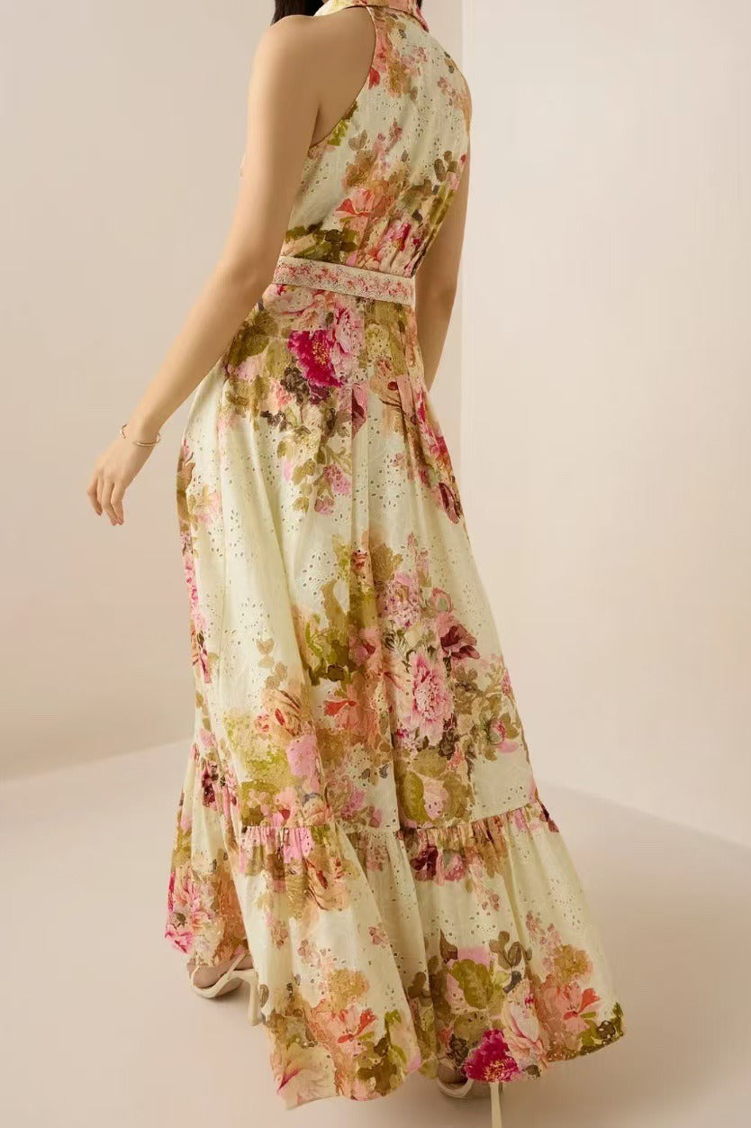 Iustus Halter Neck Floral Maxi Dress