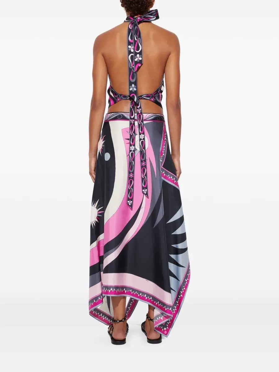 Hardy Halter Neck Print Split Skirt Set