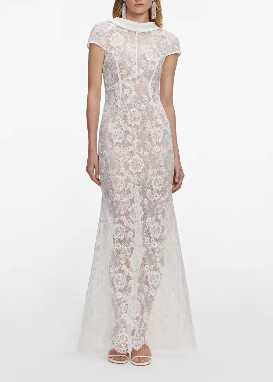 Keola Backless Lace Maxi Dress