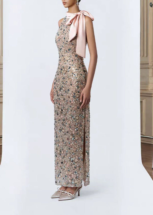 Katelin Halter Neck Sequin Embellished Maxi Dress