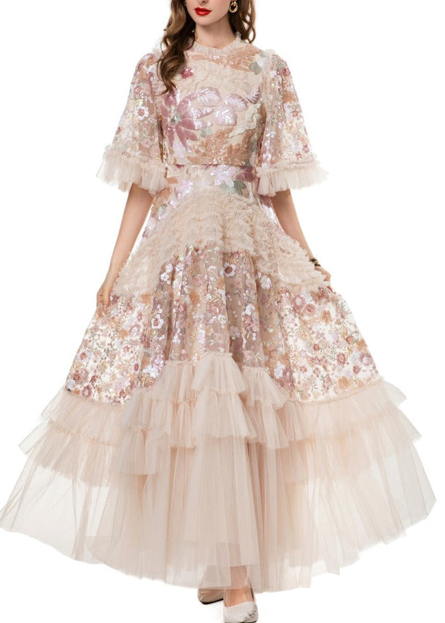 Kasim Embellished Sequin Ruffle Maxi Dress
