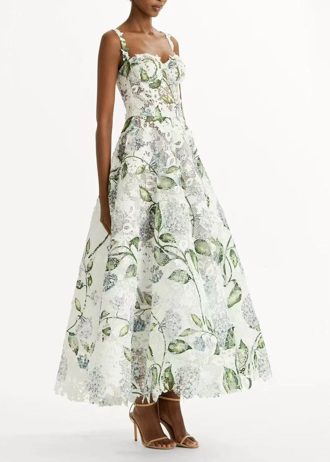 Keona Sleeveless Lace Print Maxi Dress
