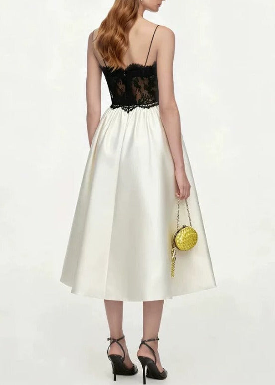 Kwint Spaghetti Embroidered Satin Maxi Dress