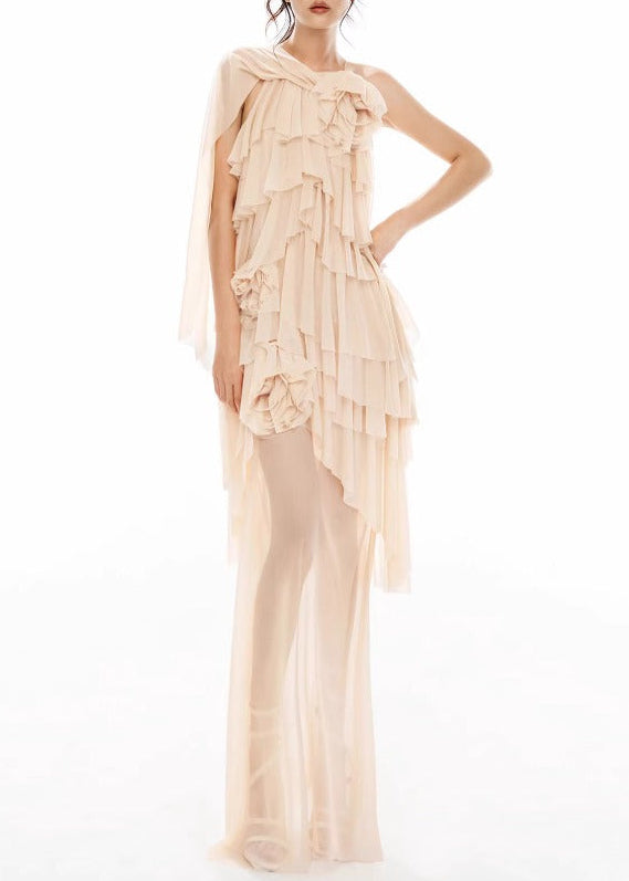 Erlingr Mesh Ruffle Maxi Dress