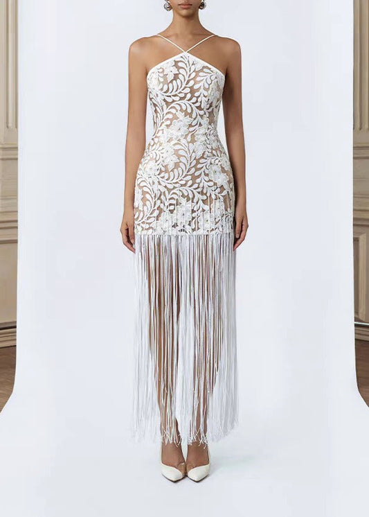 Kassidy Halter Neck Fringe Maxi Dress
