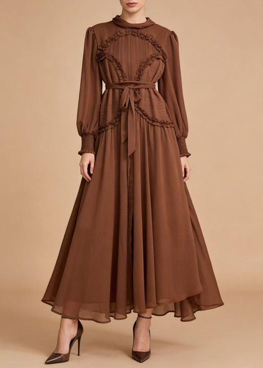 Femie Balloon Sleeve Ruffle Maxi Dress