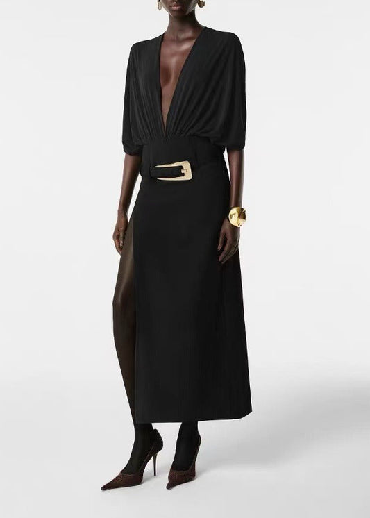 Krisalyn Plunge Draped Maxi Dress