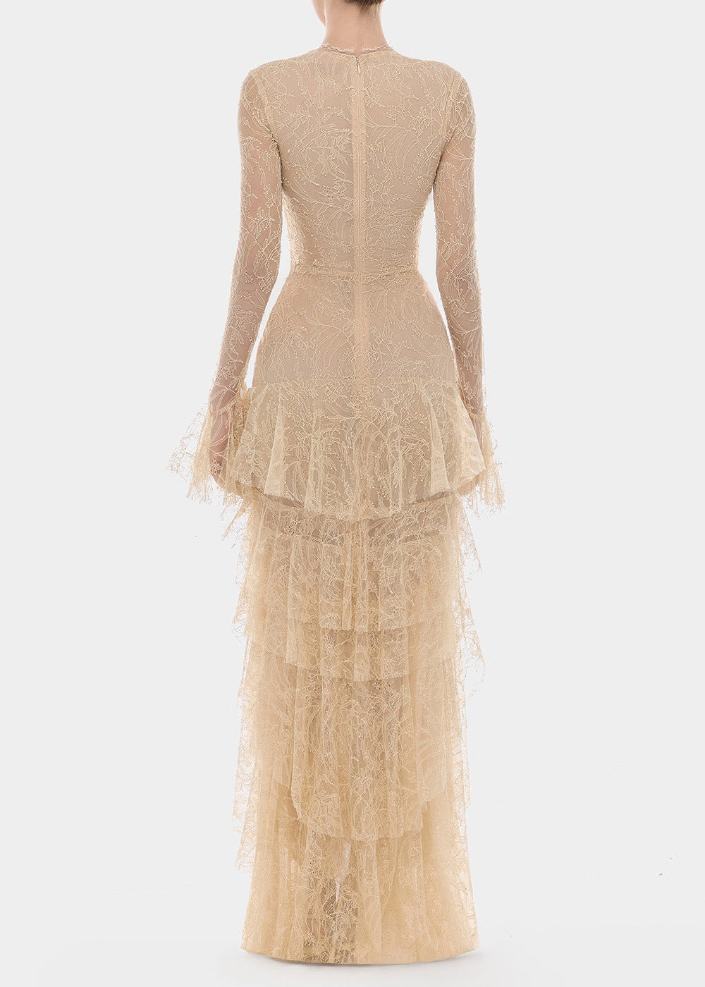 Iban Lace Ruffle Tiered Maxi Dress
