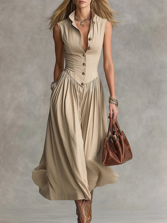 Heliodoros Sleeveless Ruch Midi Dress